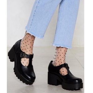 Nasty Gal Chunky T Strap Platform Mary Janes Size 8